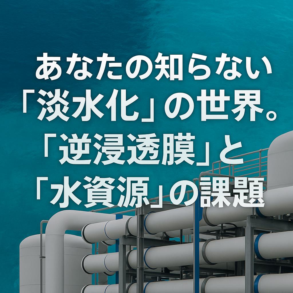 あなたの知らない「淡水化」の世界。「逆浸透膜」と「水資源」の課題